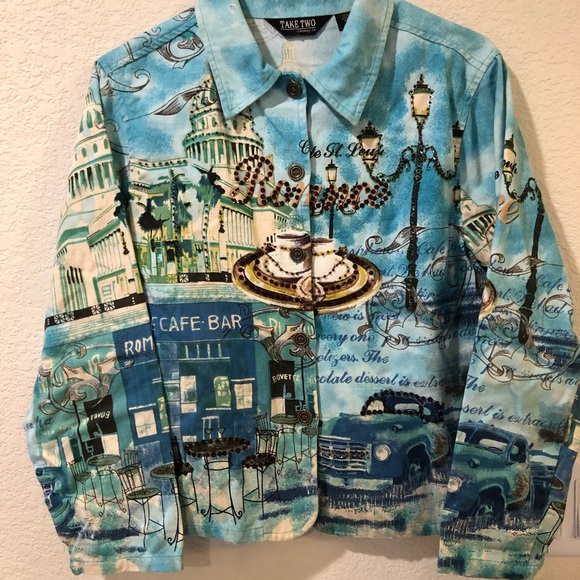 Vintage Take Two Romance Landscape Jacket Size PL - Picture 1 of 3